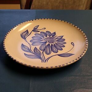Elle B Blue Heart Sunflower Platter 100.12T Pottery Cottagecore Grandmacore